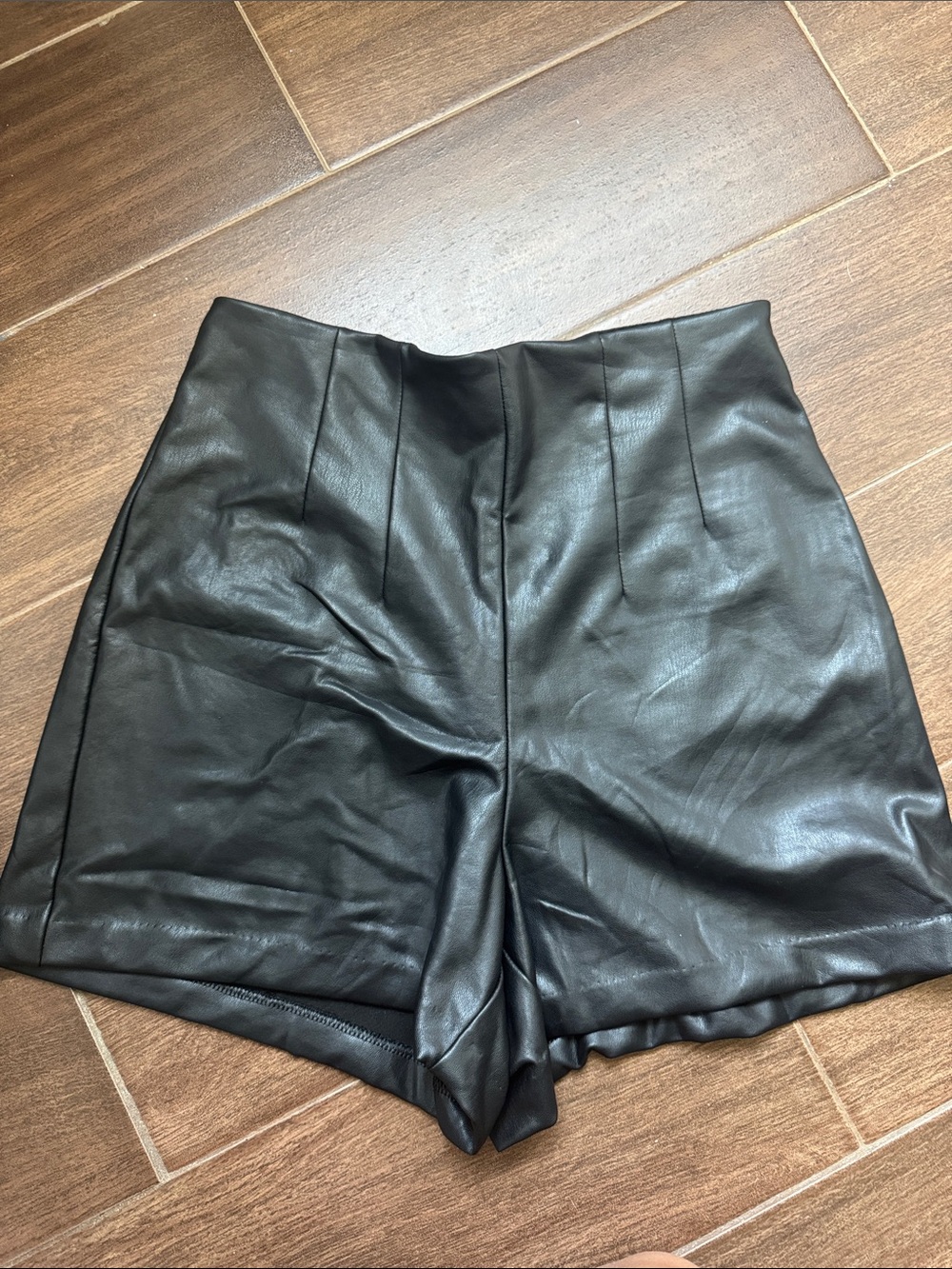 Express Black High-Rise Faux Leather Shorts